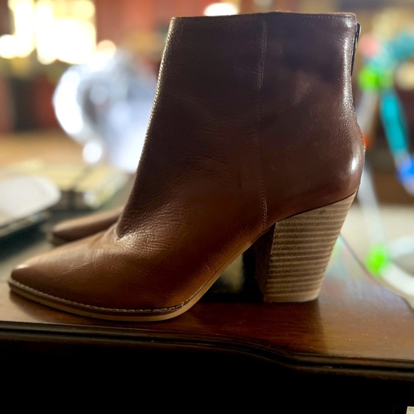 Lucky brand Adalan brown leather high heels bootie ankle boot size 9 - Picture 4 of 6